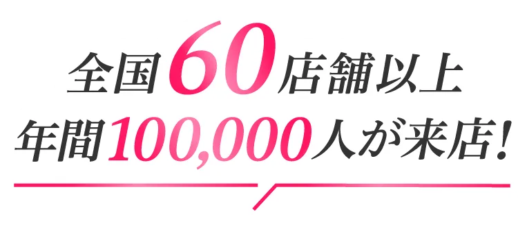 全国60店舗以上 年間100,000人が来店！