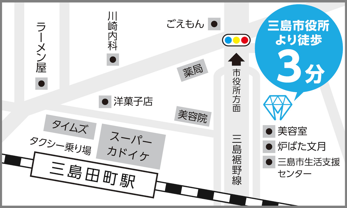 ホワイトニングカフェ三島店地図