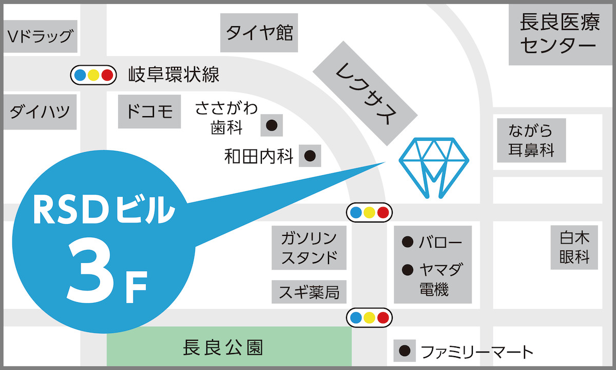 ホワイトニングカフェ岐阜長良店地図