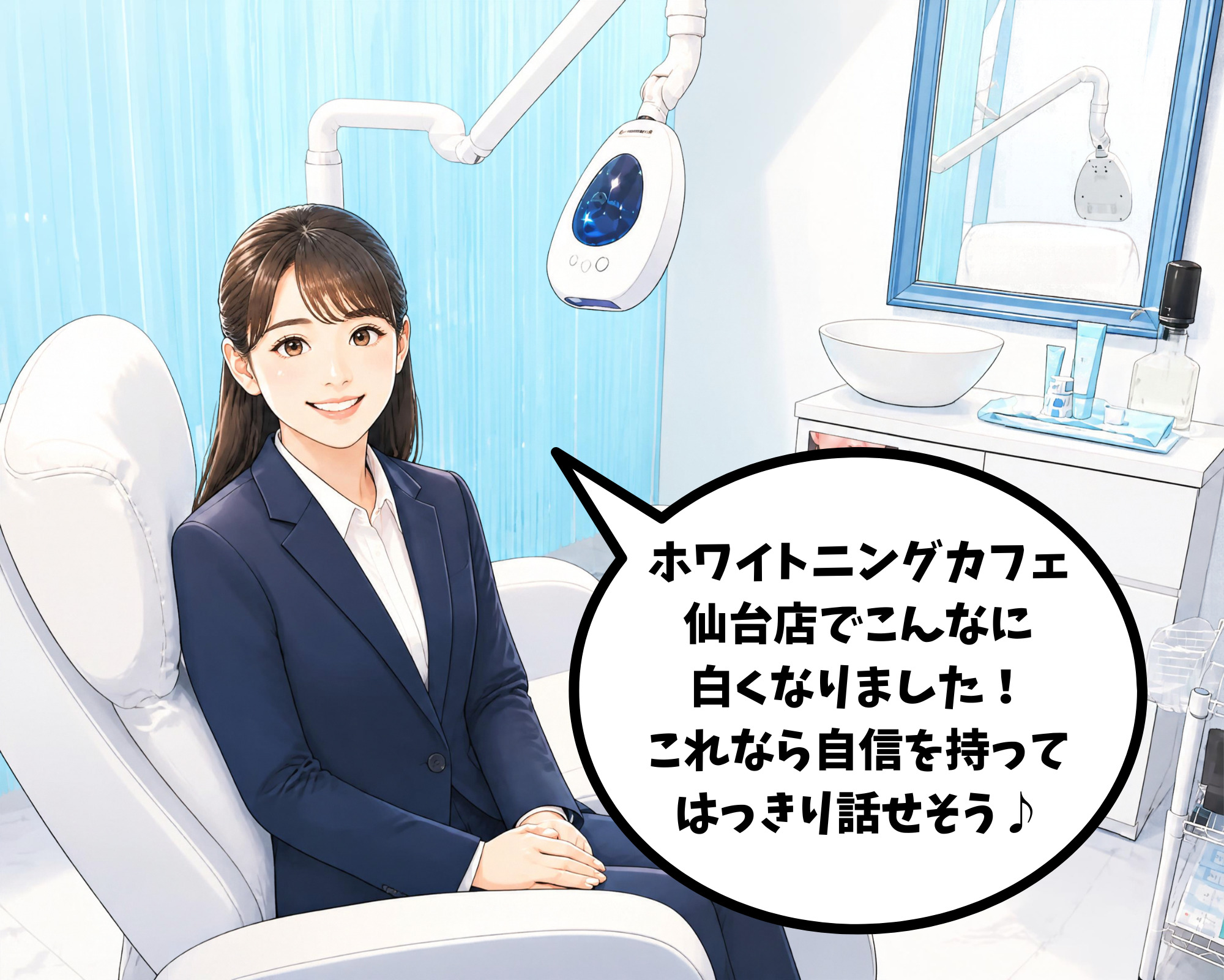 ホワイトニングカフェ仙台店で歯が白くなり自信を持った女性の笑顔